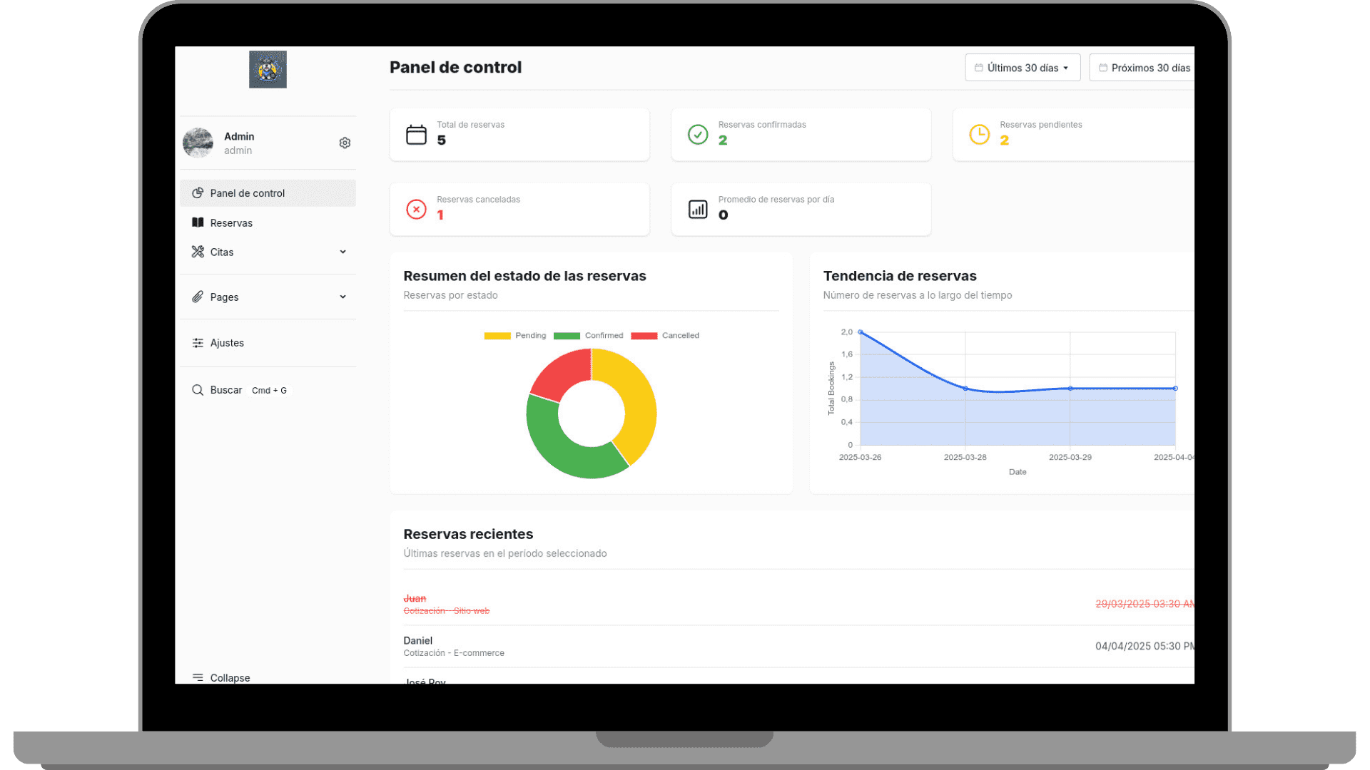 Vista previa de la app Citas Ya